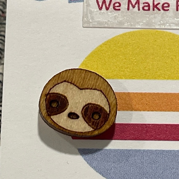 Wooden Sloth Earrings - Picture 2 of 4